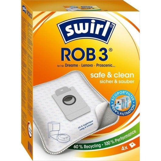 Sac a poussiere Swirl ROB 3 EcoPor Robot Aspirateur 4 pieces