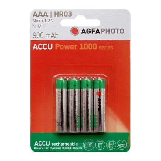 Pilhas AAA AgfaPhoto NiMH 1000 mAh pack 4