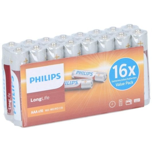 Batterie Philips LongLife R03 AAA Zinkchlorid 1,5 V 16 Stücke