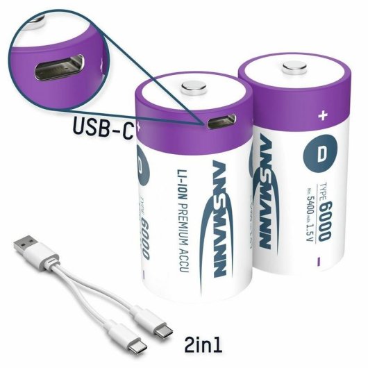 Pilha ANSMANN D Li-ion 6000 mAh blister 2