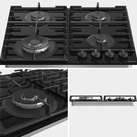 Table de cuisson gaz Hisense GG663BHF 60 cm verre noir