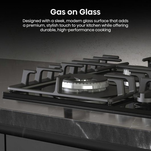 Table de cuisson gaz Hisense GG663BHF 60 cm verre noir
