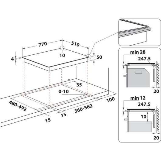 Induktionsfeld Hotpoint HB 5177C NE 77 cm 4 Zonen
