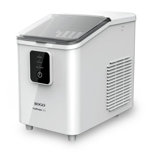 Máquina de hielo Sogo MHE-SS-12045 - 12 kg al día, 8 cubos por ciclo, 1,8 L, blanca