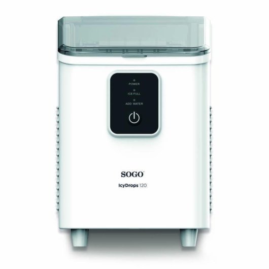 Máquina de hielo Sogo MHE-SS-12045 - 12 kg al día, 8 cubos por ciclo, 1,8 L, blanca