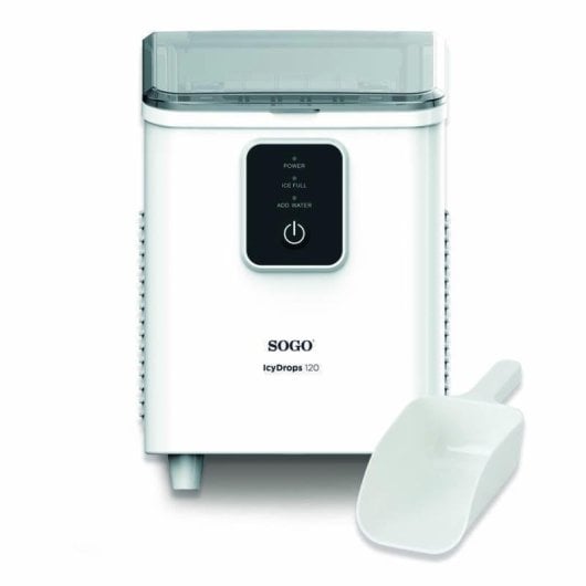 Máquina de hielo Sogo MHE-SS-12045 - 12 kg al día, 8 cubos por ciclo, 1,8 L, blanca