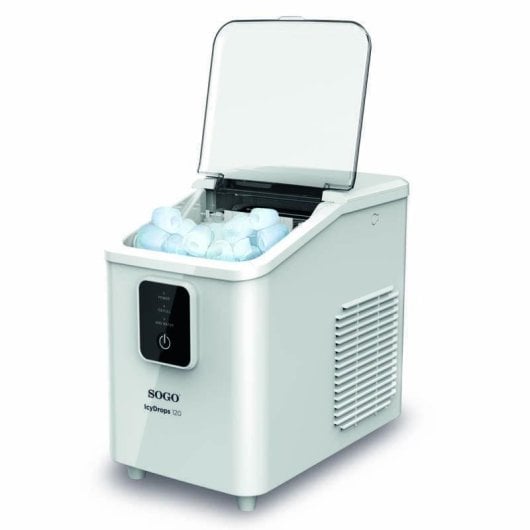Máquina de hielo Sogo MHE-SS-12045 - 12 kg al día, 8 cubos por ciclo, 1,8 L, blanca