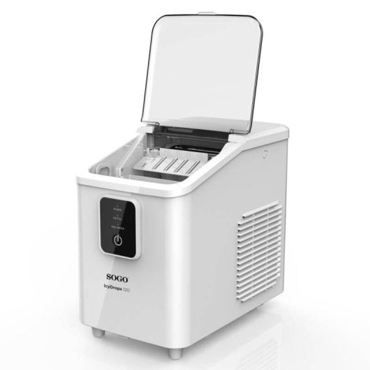 Máquina de hielo Sogo MHE-SS-12045 - 12 kg al día, 8 cubos por ciclo, 1,8 L, blanca