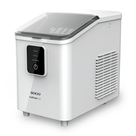 Máquina de hielo Sogo MHE-SS-12045 - 12 kg al día, 8 cubos por ciclo, 1,8 L, blanca