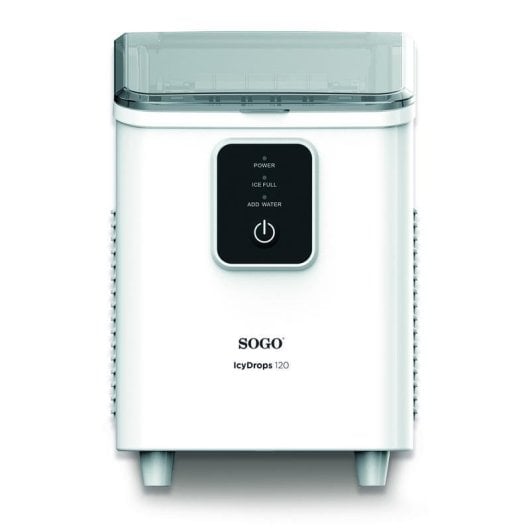 Máquina de hielo Sogo MHE-SS-12045 - 12 kg al día, 8 cubos por ciclo, 1,8 L, blanca