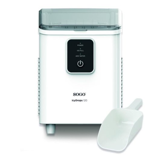 Máquina de hielo Sogo MHE-SS-12045 - 12 kg al día, 8 cubos por ciclo, 1,8 L, blanca