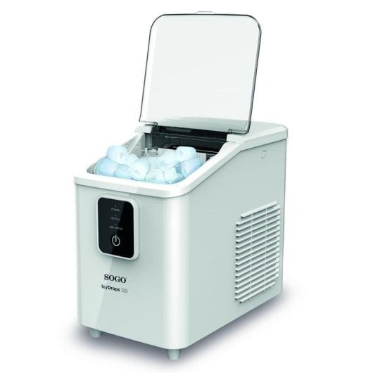 Máquina de hielo Sogo MHE-SS-12045 - 12 kg al día, 8 cubos por ciclo, 1,8 L, blanca