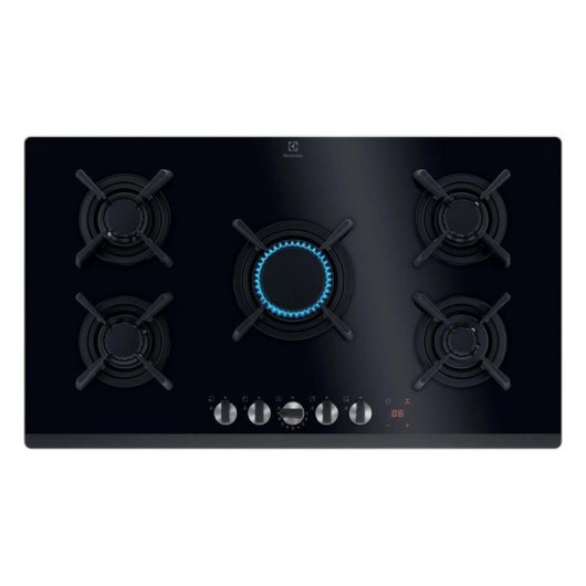 Plaque gaz Electrolux KGG953753K 90 cm, 5 foyers, verre noir