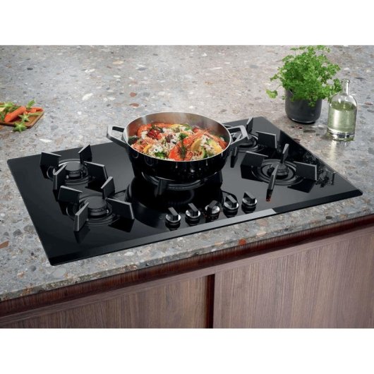 Plaque gaz Electrolux KGG953753K 90 cm, 5 foyers, verre noir