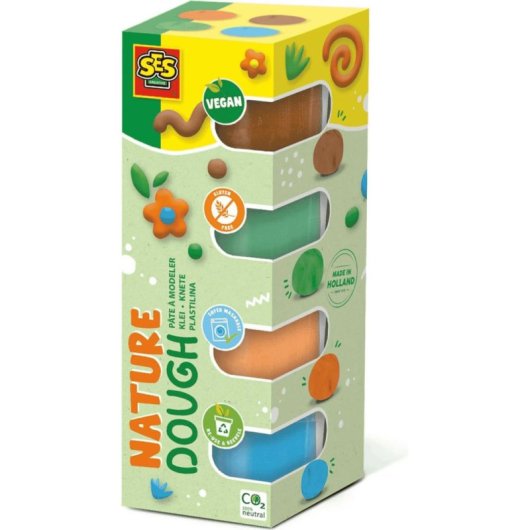 Pâte à modeler SES Creative Feel Good Nature 4 x 90 g Vegan Sans gluten 4 couleurs