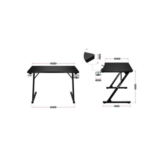 Bureau Gaming Huzaro Hero 1.8 Noir Acier MDF 1000 x 600 x 700 mm