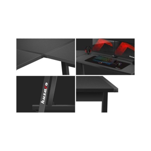 Secretaria gaming Huzaro Hero 6.0 em L preta 147 cm
