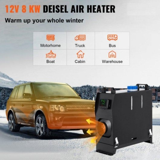 Calefactor de aire diésel Blossom 8 kW 12 V con mando y pantalla LCD