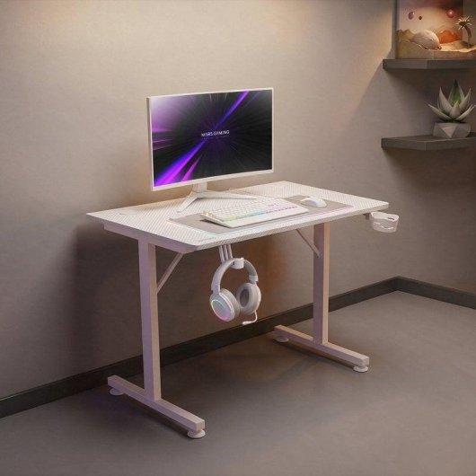 Mesa Gaming Mars Gaming 100 x 60 cm Acero y PB con pasacables