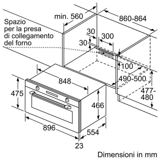 Forno da Incasso Bosch VBC5580S0 Catalitico 85L 89,6cm A+ Grill Inox