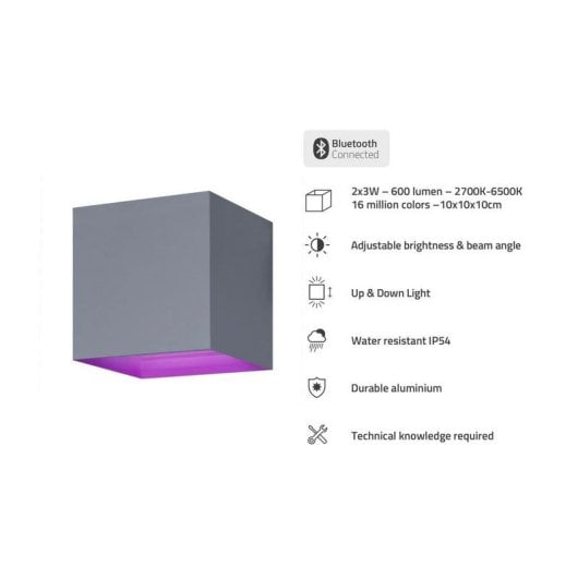 Aplique inteligente Hombli Smart HBWL-0208 IP54 RGB Control por voz Regulable