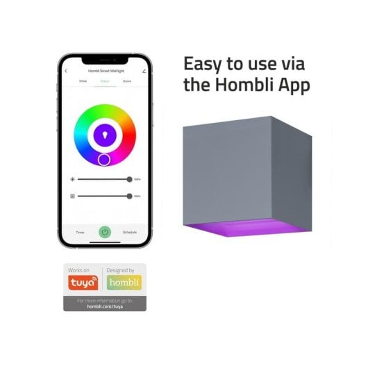 Aplique inteligente Hombli Smart HBWL-0208 IP54 RGB Control por voz Regulable