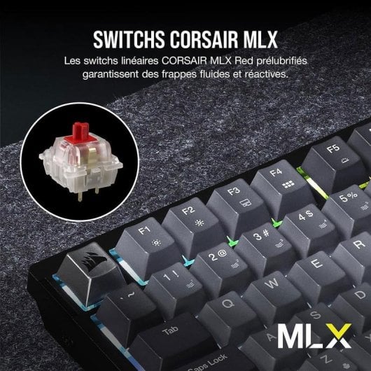 Clavier Corsair K65 Plus Wireless Gaming mecanique 75% RGB MLX Red Noir French