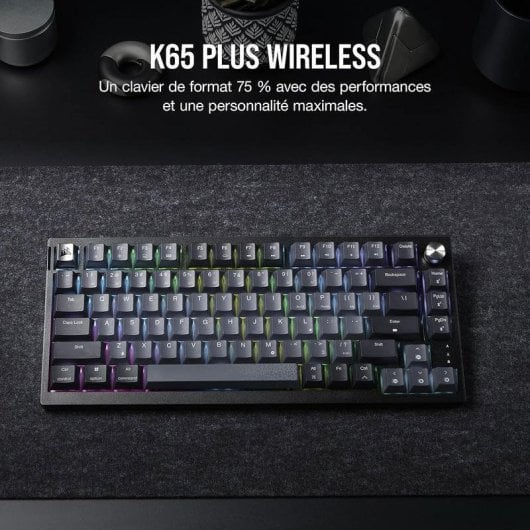 Clavier Corsair K65 Plus Wireless Gaming mecanique 75% RGB MLX Red Noir French