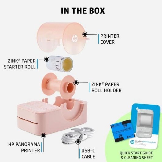 Impressora ZINK Bluetooth HP Sprocket Panorama portátil rosa