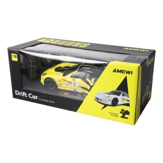 Auto RC AMEWI Corvette C6R 1:18 gialla 4WD 20 km/h