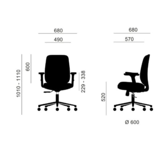 Chaise de bureau ergonomique Euromof Torino rembourrée avec assise réglable
