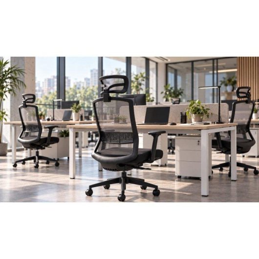 Silla Ergonómica Oficina Euromof Aira Malla Brazos 4D Cabecero Regulable