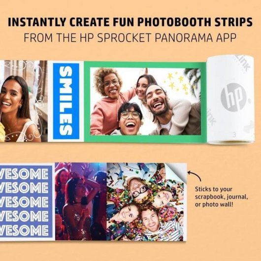 Stampante termica Bluetooth HP Sprocket Panorama portatile per etichette e foto a colori