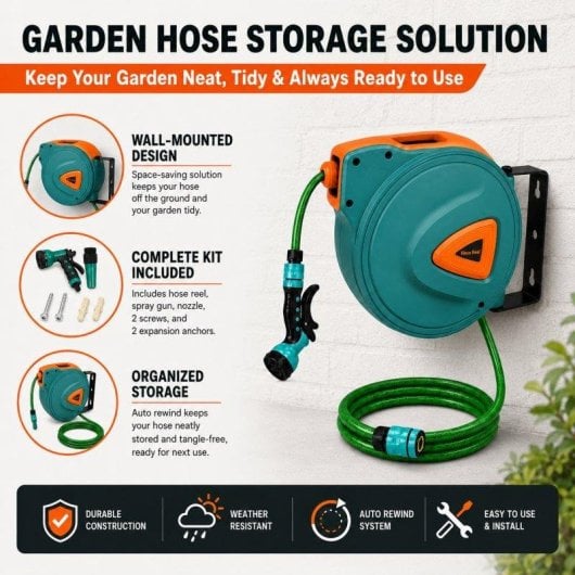Enrollatore a parete Blossom 10 m Pistola 9 Funzioni Kit Giardino