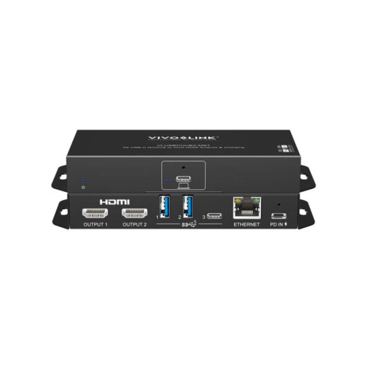 Concentrador USB-C Vivolink con doble salida HDMI 4K60 y 3 puertos USB 3.2 Gen 1
