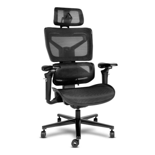 Cadeira Alpha Gamer Mist Black em malha, apoios 4D, 130 kg