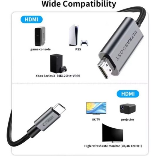HDMI-Kabel Tech-Protect UltraBoost USB-C auf HDMI 2.1 8K 60 Hz 3 m