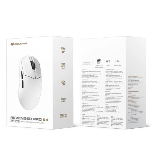 Souris Cougar Revenger Pro 8K sans fil 30000 DPI blanche