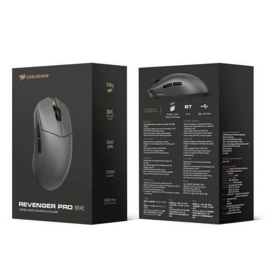 Souris Cougar Revenger Pro 8K sans fil 30000 DPI noire 8000 Hz
