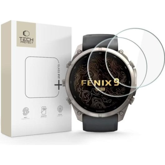 Displayschutzglas Spigen Tech-Protect Glass Fit+ Garmin Fenix 9 Pro, 2 Stueck