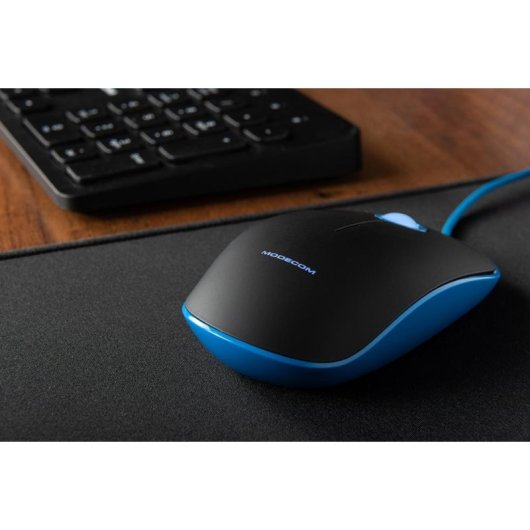Rato MODECOM MC-M111 USB 1600 DPI Preto e Azul Ambidestro