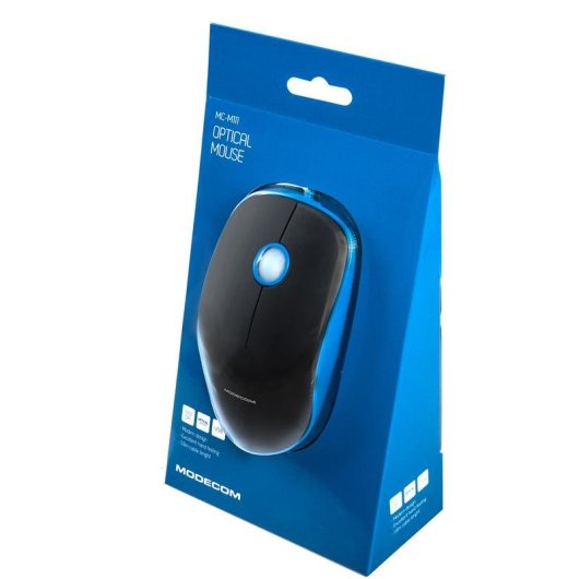 Rato MODECOM MC-M111 USB 1600 DPI Preto e Azul Ambidestro