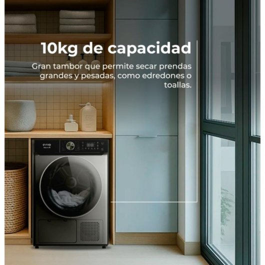 Secadora de condensación EVVO Nature SR10X 10 kg clase D con bomba de calor