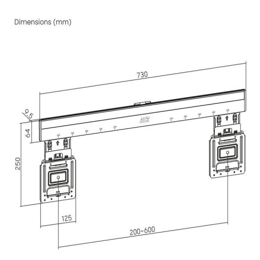 ACT AC8356 Support TV mural fixe 37 a 80 pouces VESA 200x200 a 600x400 max 75 kg