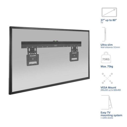 ACT AC8356 Support TV mural fixe 37 a 80 pouces VESA 200x200 a 600x400 max 75 kg