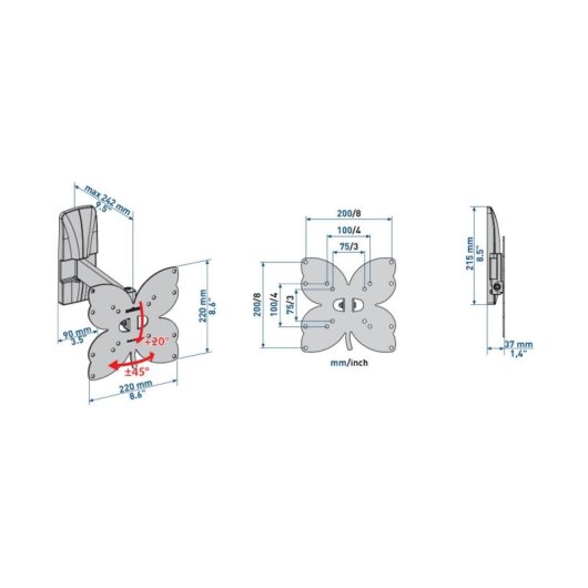 Meliconi SLIMSTYLE 200SR TV-Wandhalterung 26-40 Zoll VESA 100x100-200x200 Max. 25 kg