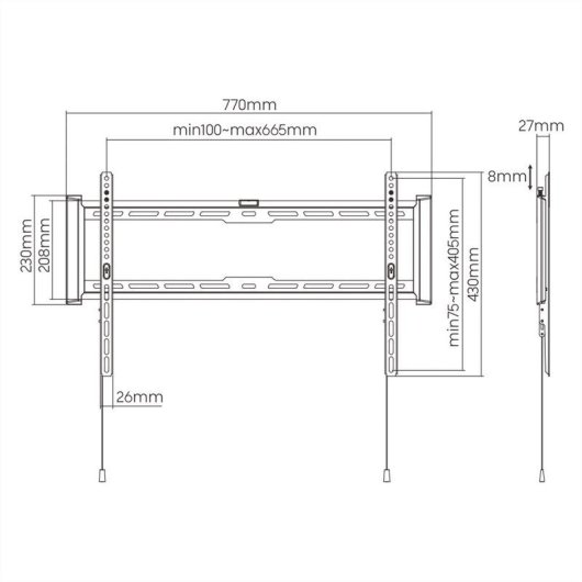VALUE 17.99.1222 Supporto TV fisso a parete 37-80" VESA 200x200-600x400 max 75 kg
