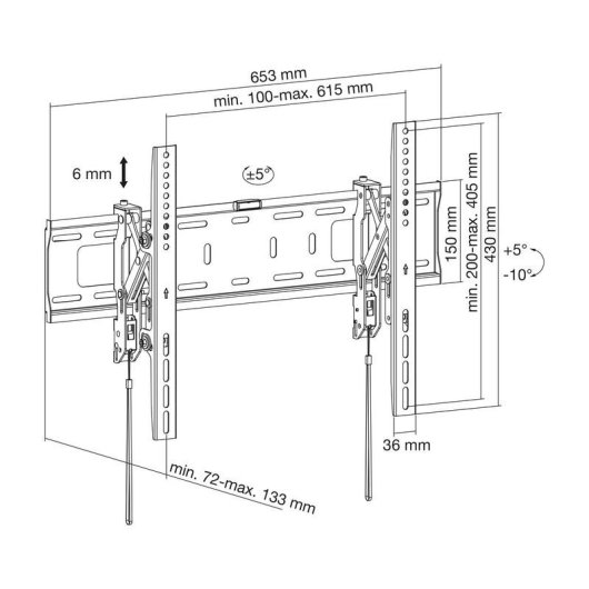 InLine 23118A TV-Wandhalterung 37" VESA 200x200 bis 600x400 Max 75 kg