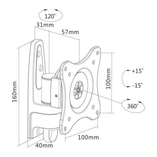 InLine 23107D Soporte TV de pared 13 a 13" VESA 75 x 75 a 100 x 100 mm, máx. 15 kg