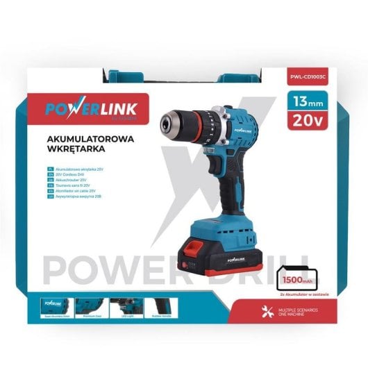 Perceuse-visseuse Extralink Powerlink PWL-CD1003C 20 V 50 Nm 13 mm